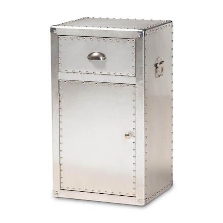 Baxton Studio Serge Silver Metal 1-Door Accent Storage Cabinet 160-10241